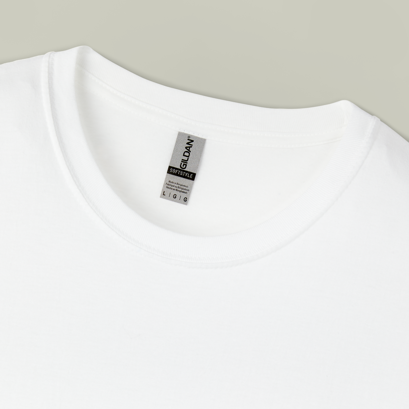 Close-up of a Gildan Softstyle cotton blend t-shirt, ideal for DTG on cotton and screen printing—an essential choice when learning how to choose the right fabrics for fall merchandise.