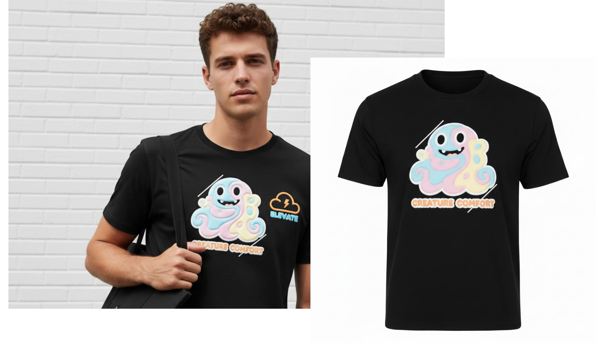 Puff print design on custom apparel showcasing premium texture